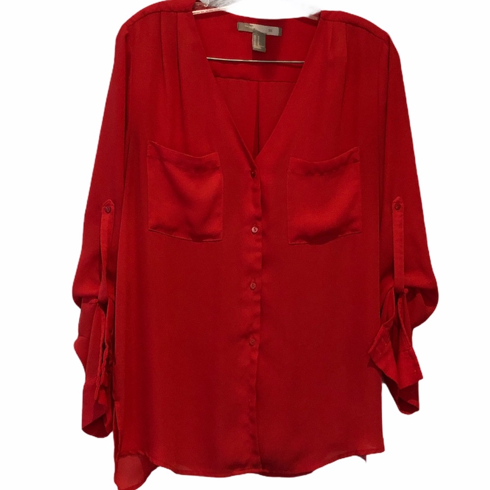 Semi-Sheer Red blouse by Forever 21